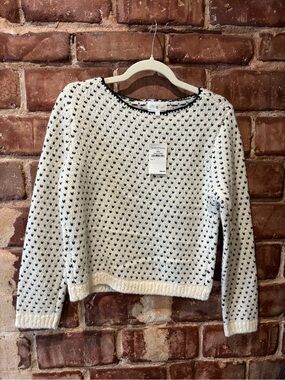 Lou & Grey Vanilla Cream Sweater with Black Dot Stitching